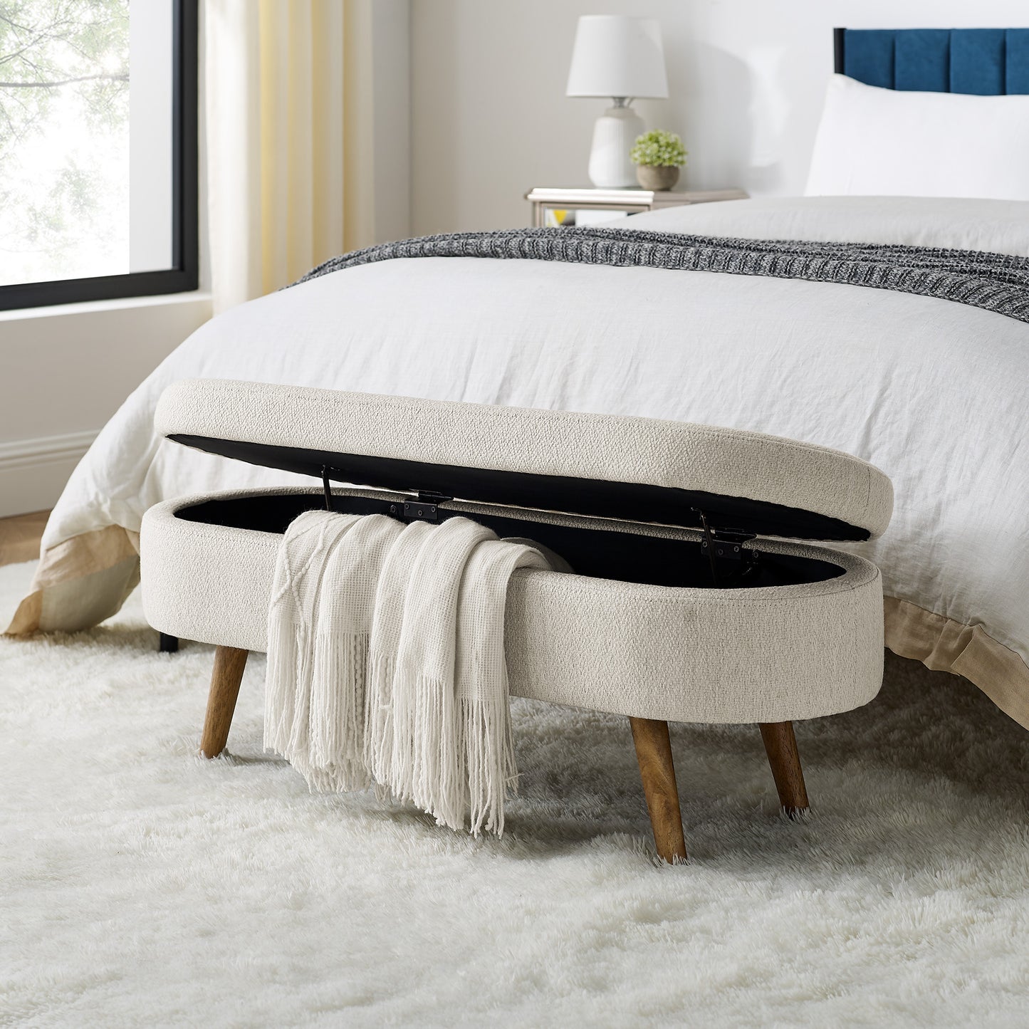 LEGAHOME Oval Ottoman with Storage
