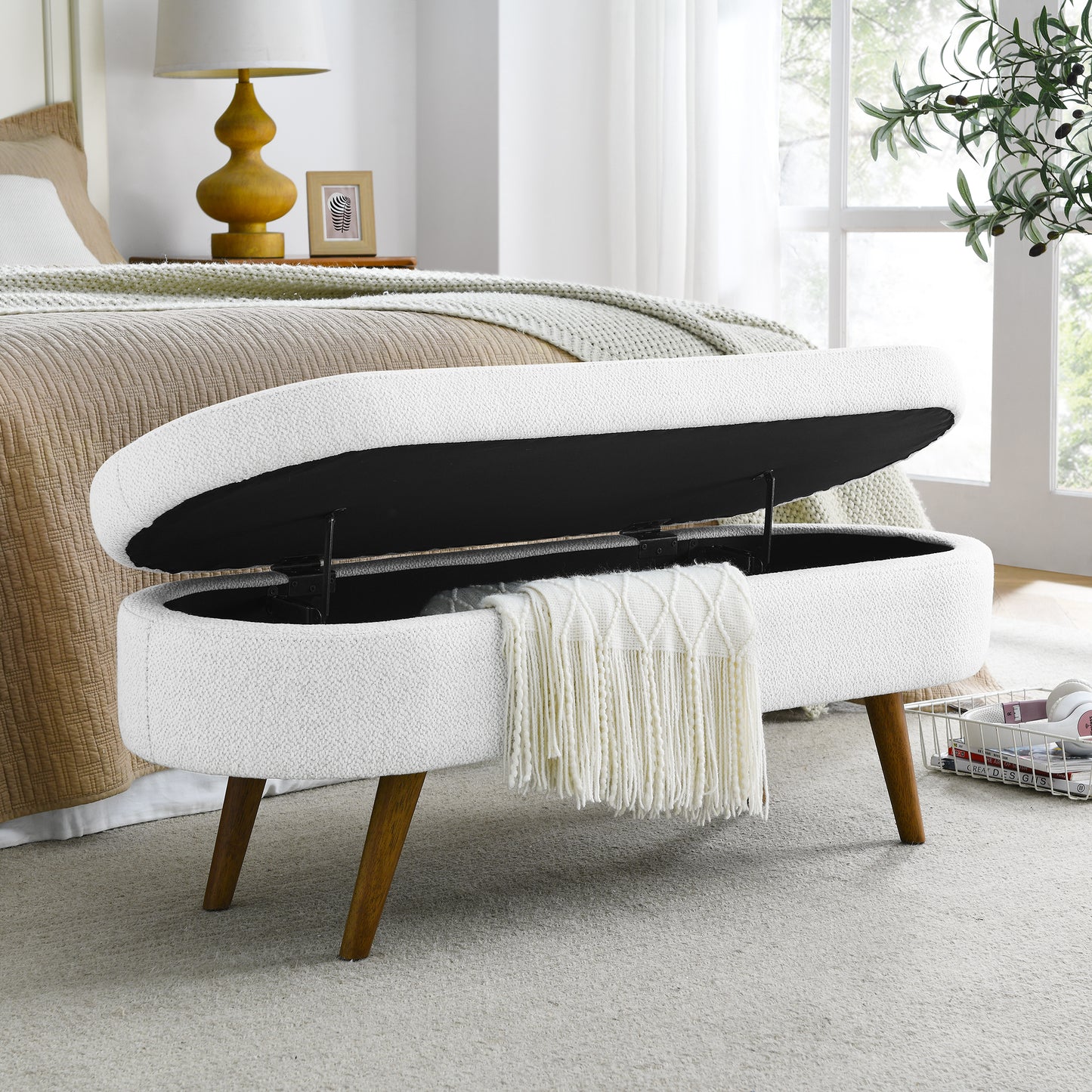 LEGAHOME Oval Ottoman with Storage