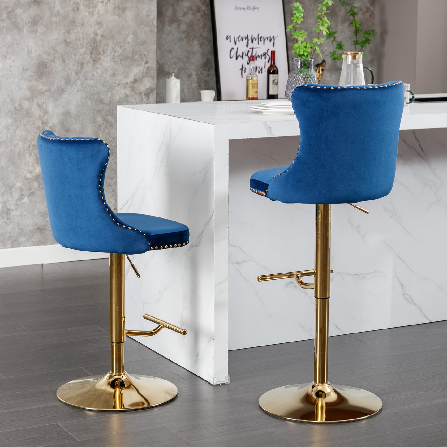 Swivel Bar Stools of 2, LegaHome Velvet Counter Height Barstools, 25-33 Inch Adjustable Height Bar Stools for Kitchen Counter, Modern Upholstered Kitchen Island Chairs, 300lbs Capacity, Beige