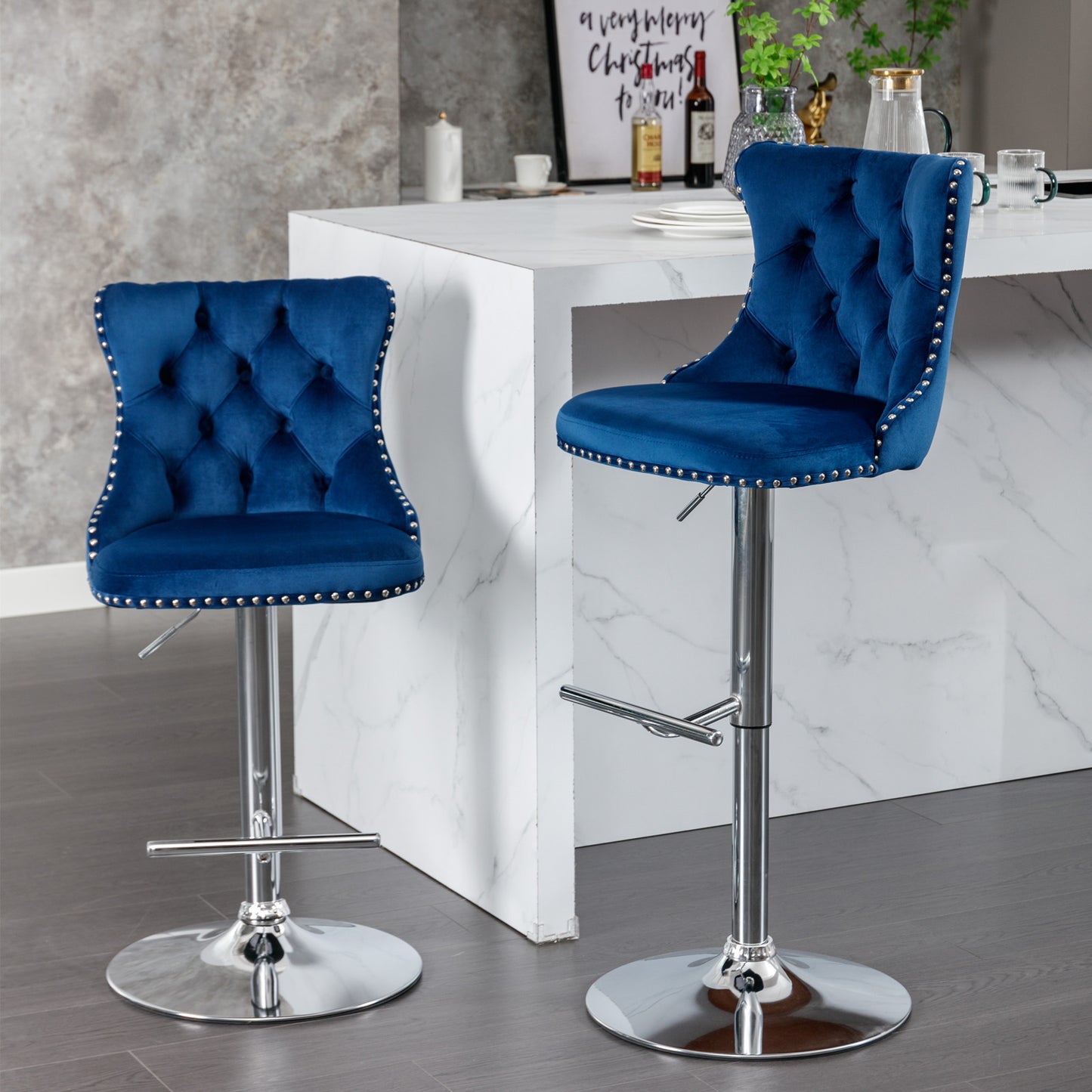 Swivel Bar Stools of 2, LegaHome Velvet Counter Height Barstools, 25-33 Inch Adjustable Height Bar Stools for Kitchen Counter, Modern Upholstered Kitchen Island Chairs, 300lbs Capacity, Pink