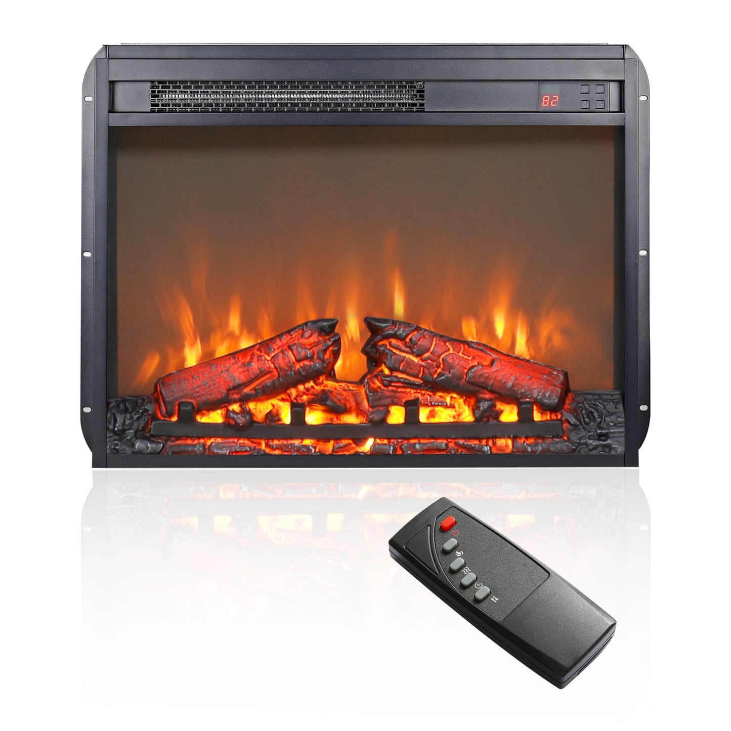 18'' Fireplace Insert Electric Heater, Legahome Wall Recessed Electric Fireplace Heater with Log Set Realistic Flame, Overheating Protection, Low Noise, 1400W, Black