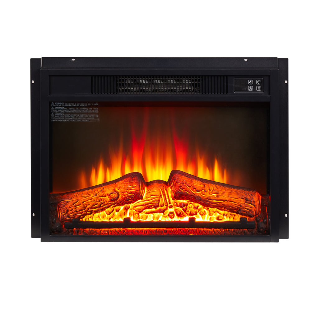 Electric Fireplace Insert, Wall Recessed Electric Fireplace, Legahome Fireplace Heater with Log Set Realistic Flame, Remote Control, Adjustable Flame and Temperature, Overheat Protection, 1400W