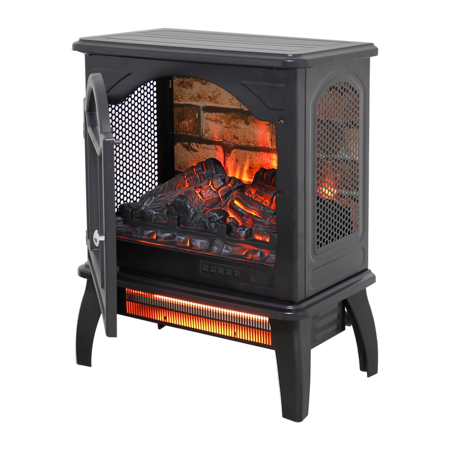 Electric Fireplace Heater Stove, Legahome 18'' Freestanding Infrared Fireplace Heater with Remote Control, 3D Realistic Flame, Adjustable Brightness, Temp Control and Timer