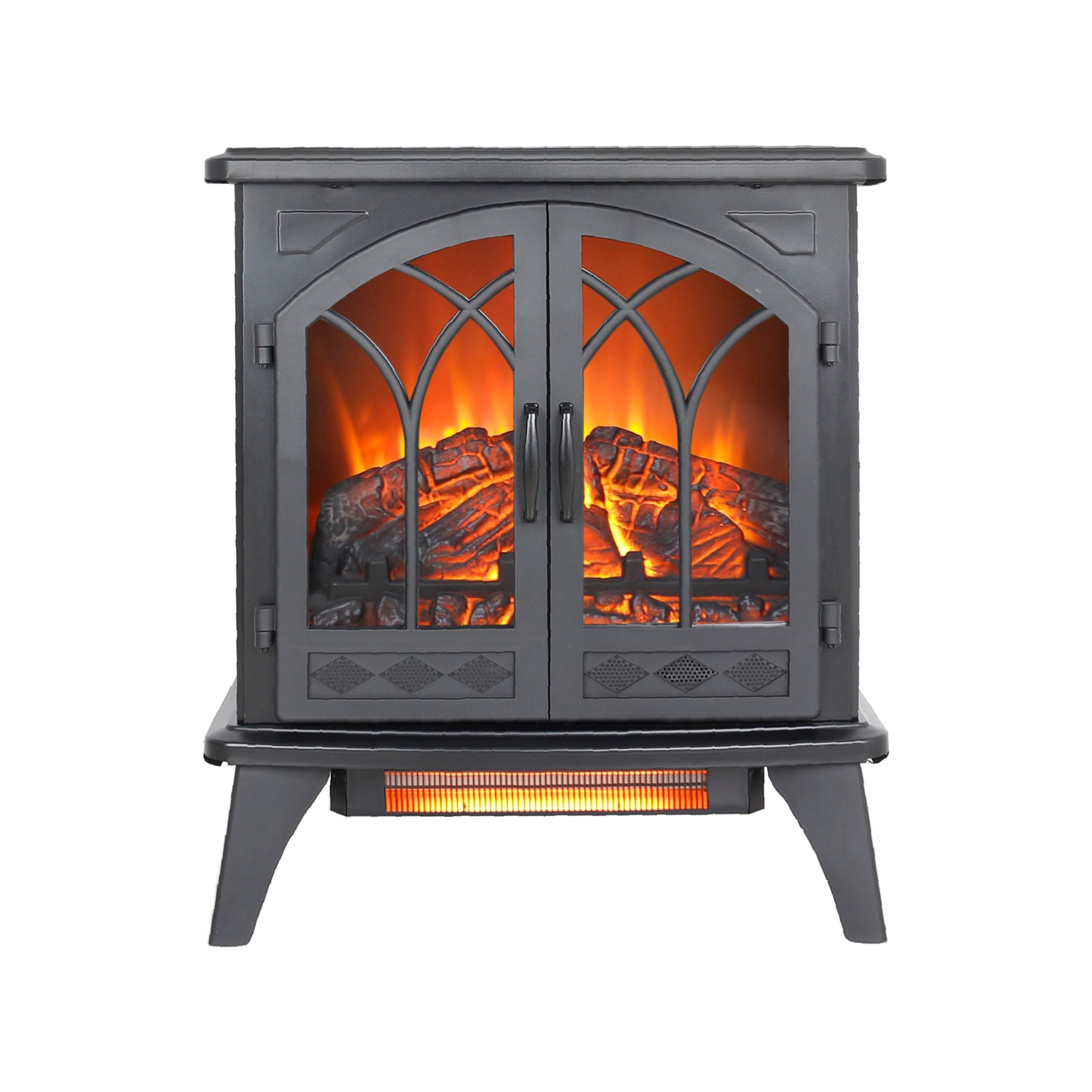 24'' Freestanding Electric Fireplace Heater Stove, Legahome Portable Infrared Fireplace Heater with Remote Control, 3D Realistic Flame, Adjustable Brightness, Temp Control and Timer