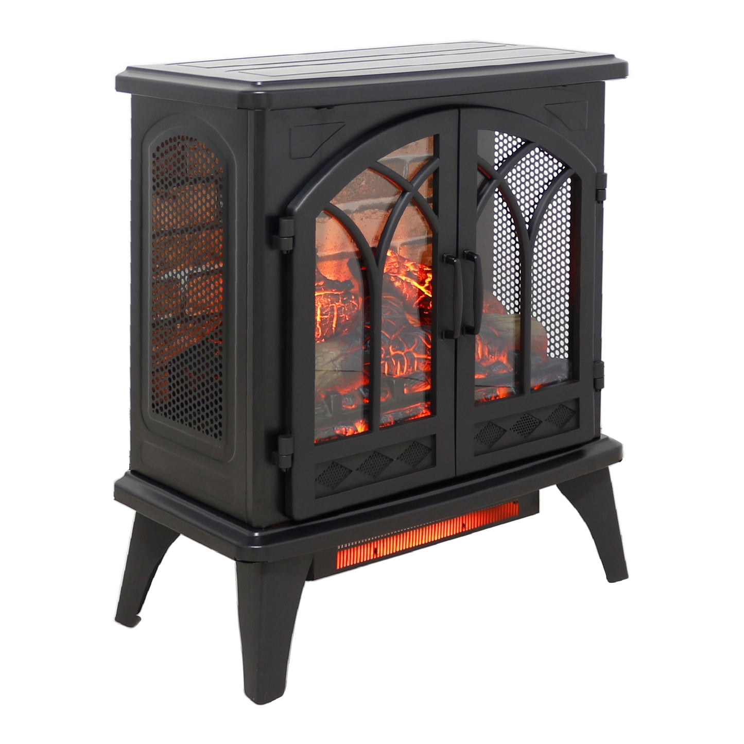 24'' Freestanding Electric Fireplace Heater Stove, Legahome Portable Infrared Fireplace Heater with Remote Control, 3D Realistic Flame, Adjustable Brightness, Temp Control and Timer