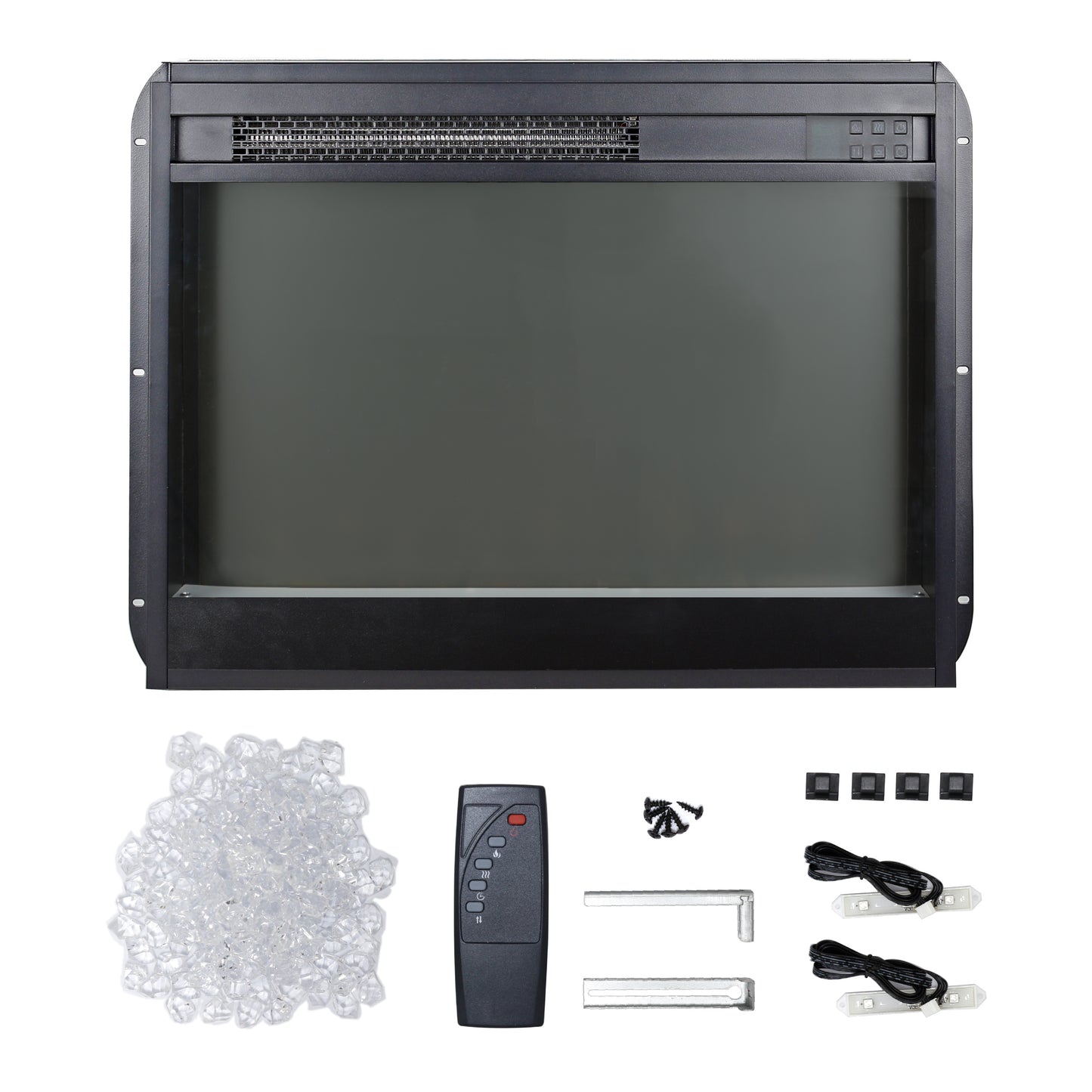 23''Electric Fireplace Insert, Legahome Recessed Electric Fireplace Heater with Remote Control, Fireplace Insert Electric Heater with Crystal & Side light, Realistic Flame, Overheat Protection