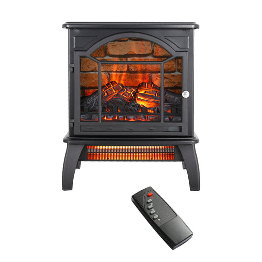 Electric Fireplace Heater Stove, Legahome 18'' Freestanding Infrared Fireplace Heater with Remote Control, 3D Realistic Flame, Adjustable Brightness, Temp Control and Timer