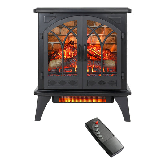 24'' Freestanding Electric Fireplace Heater Stove, Legahome Portable Infrared Fireplace Heater with Remote Control, 3D Realistic Flame, Adjustable Brightness, Temp Control and Timer