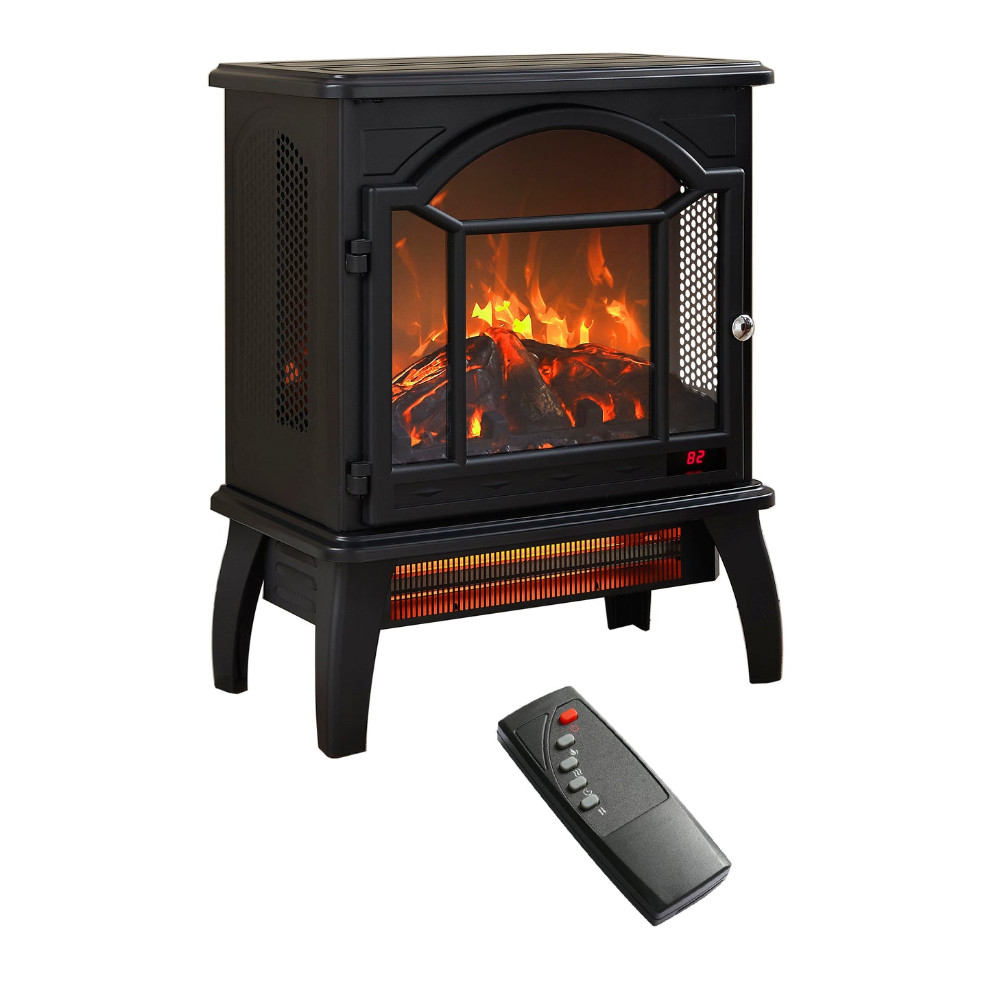 Electric Fireplace Heater Stove, Legahome 18'' Freestanding Infrared Fireplace Heater with Remote Control, 3D Realistic Flame, Adjustable Brightness, Temp Control and Timer