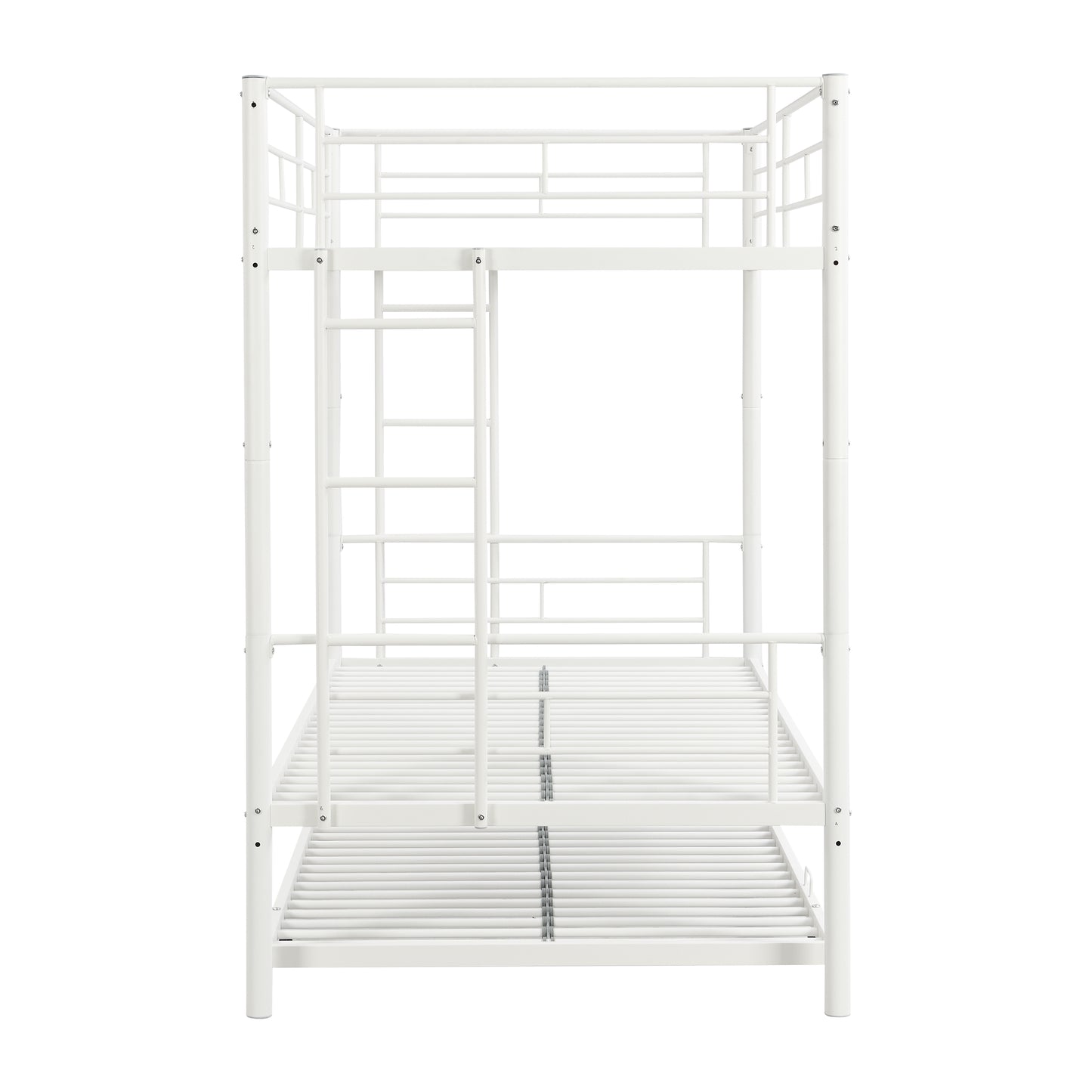 Twin Over Twin Bunk Bed with Trundle, LEGAHOME White Metal Bunk Bed For Teens, Heavy Duty Convertible BunkBeds for 350lbs Weight Capacity, White