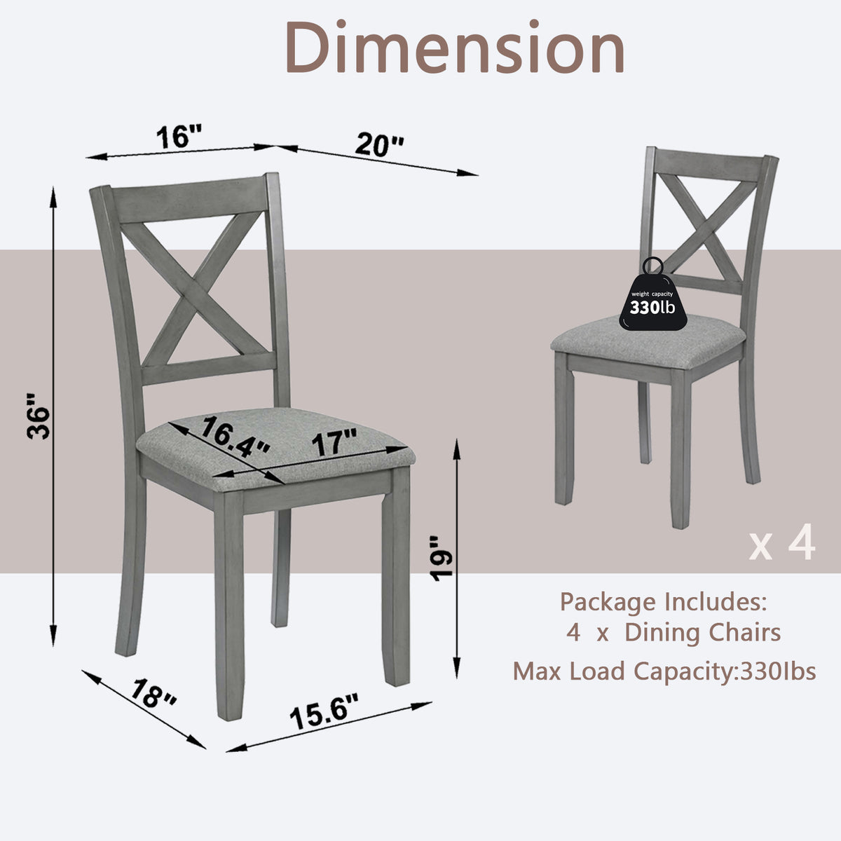 LEGAHOME X-Back Dining Chairs Set of 4