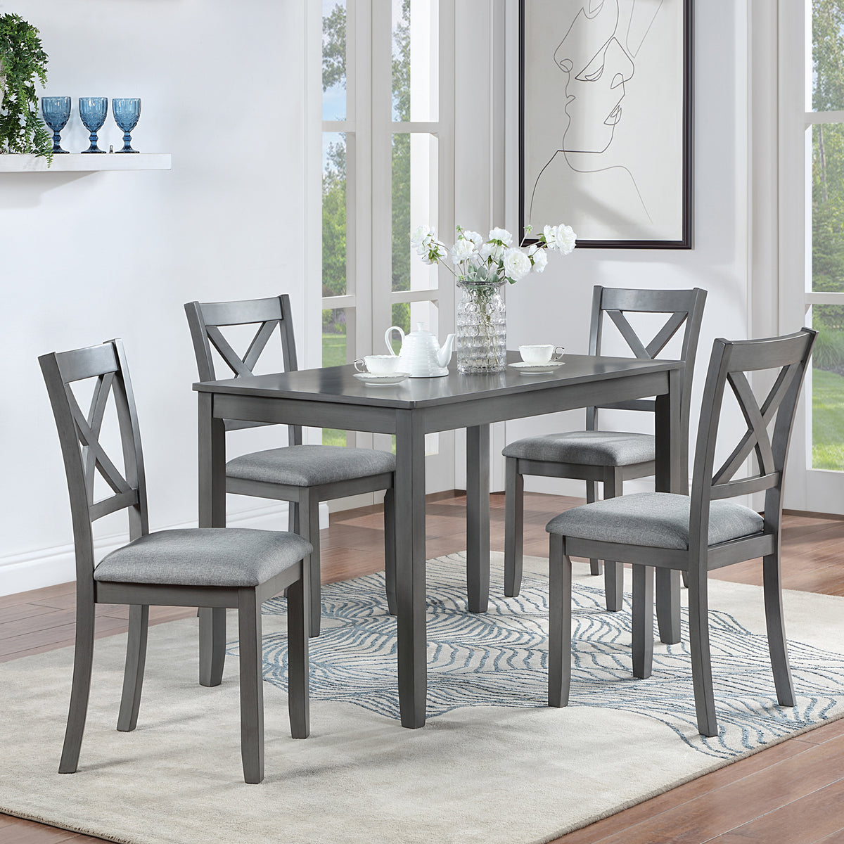 LEGAHOME X-Back Dining Chairs Set of 4