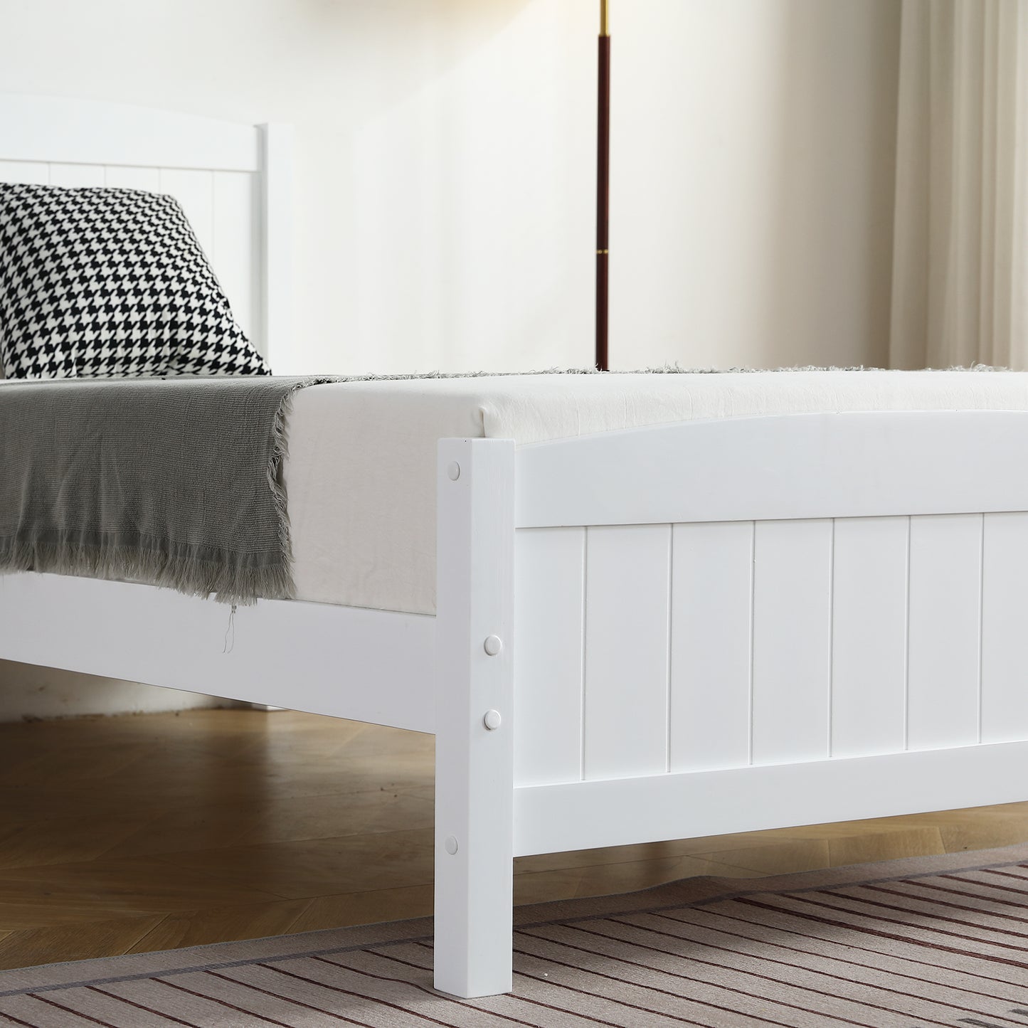 Twin Bed Frame with Headboard, Legahome White Twin Size Platform Bed Frame with Slats, Modern Twin Size Bed Frame for Kids Adults, Wood Platform Twin Bed Frame for Bedroom, No Box Spring Needed