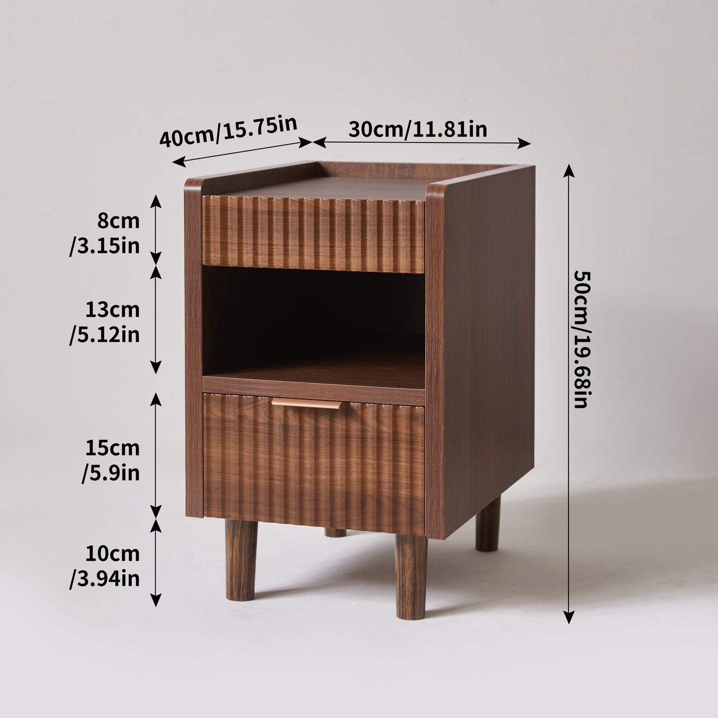 LEGAHOME Fluted Night Stand Set of 2