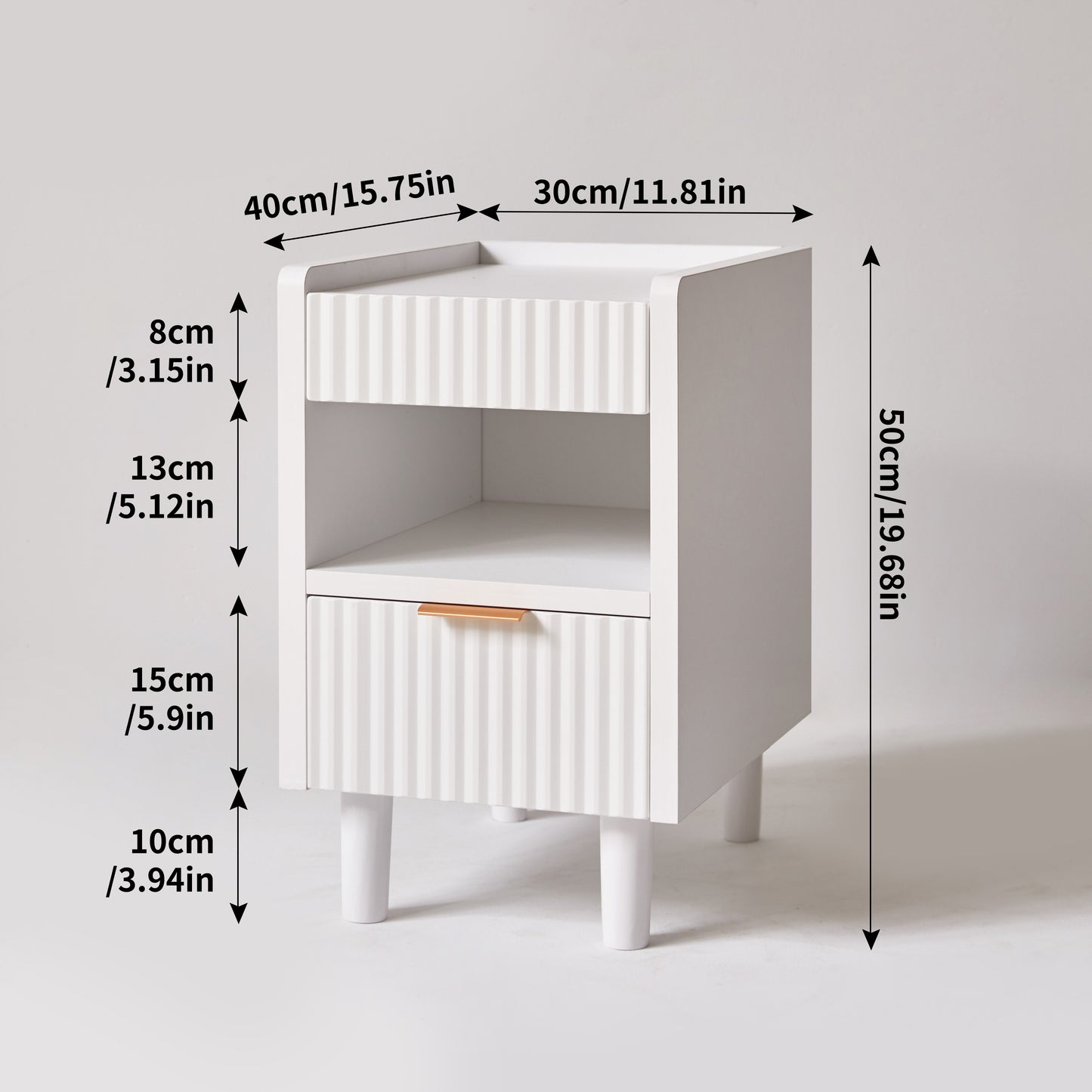 LEGAHOME Fluted Night Stand Set of 2