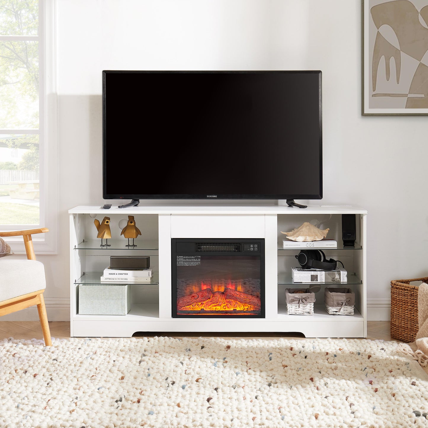 LegaHome Modern Electric Fireplace TV Cabinet