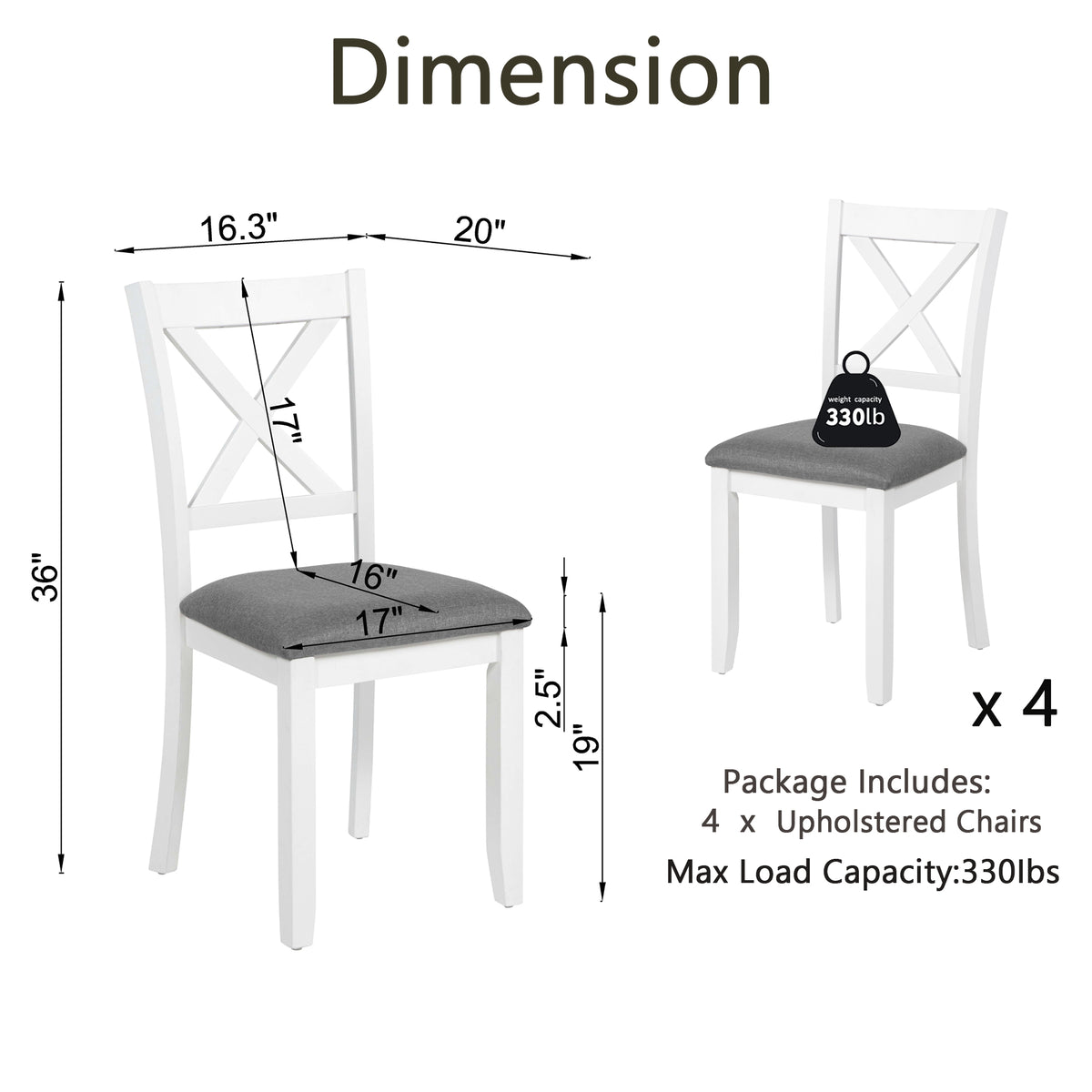 LEGAHOME X-Back Dining Chairs Set of 4