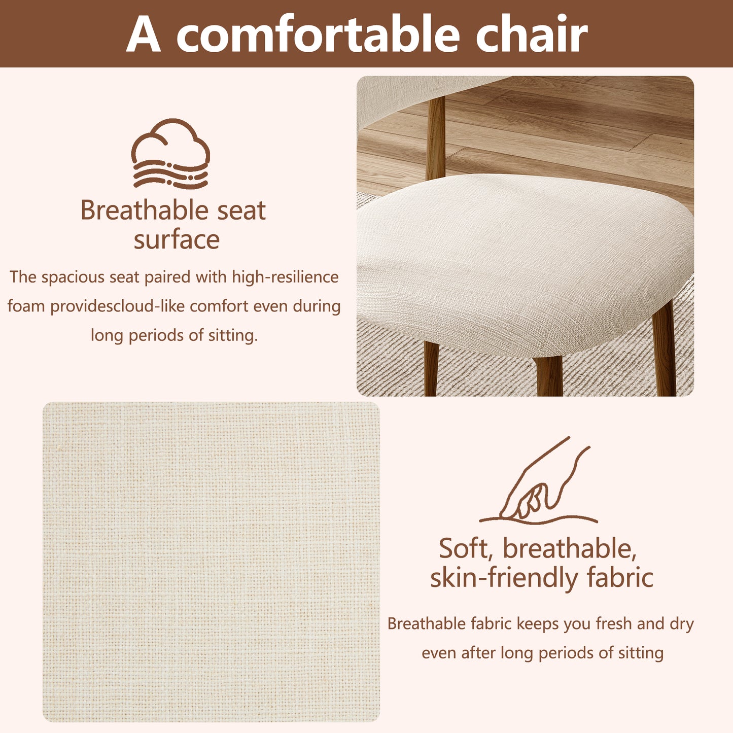 LEGAHOME Beige Dining Chairs Set of 4