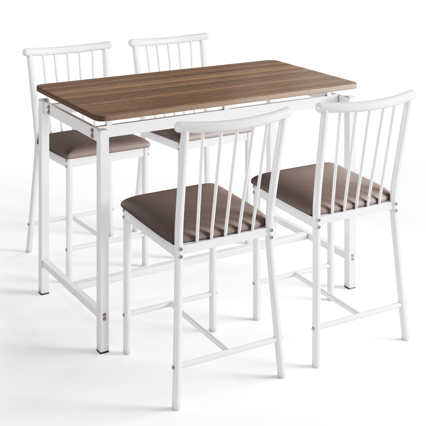 Dining Table Set for 4, LEAGHOME 5 Piece Counter Height Dining Set Seats 4, Rectangle Pub Table and Chairs Set for Kitchen Breakfast Nook, Brown