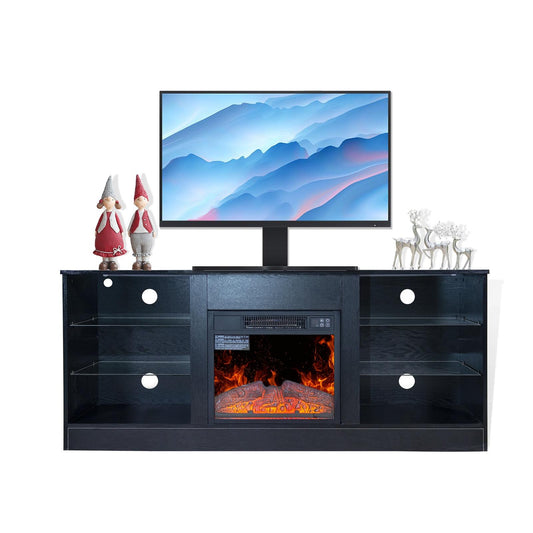 LegaHome TV Stand with Fireplace for 62 Inch TV, Modern Electric Fireplace TV Cabinet