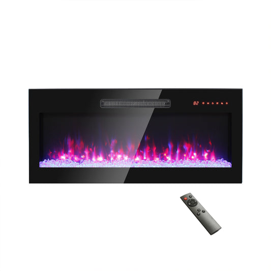 Electric Fireplace Recessed and Wall Mounted, LEGAHOME Electric Fireplace Heater with Remote Control, 16 Flame Colors & 16 Ember Bed Colors, Ultra Thin Linear Fireplace Inserts with Timer