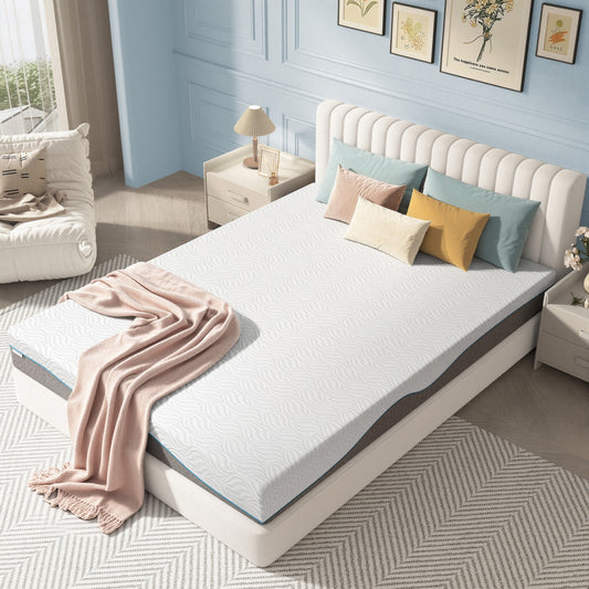 Queen Foam Mattress in a Box 8in, Legahome Medium Firm Memory Foam Mattress with Edge Support & Pressure Relief, Motion Isolation, CertiPUR-US Cooling Gel Mattress for Bedroom, White & Gray