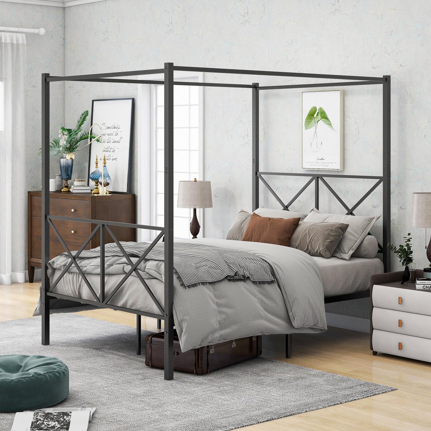 LegaHome Full Canopy Platform Bed