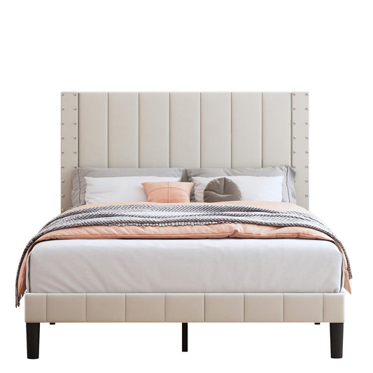 LegaHome Upholstered Platform Bed Frame with Headboard