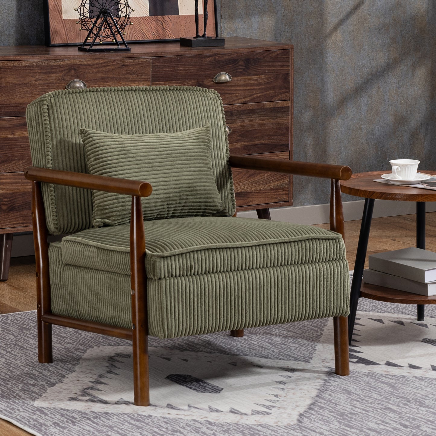 LEGAHOME Accent Chair for Living Room, Chenille Upholstered Armchair with Solid Wood Leg, Mid Century Single Sofa Chair for Living Room, Bedroom, Reading Corner