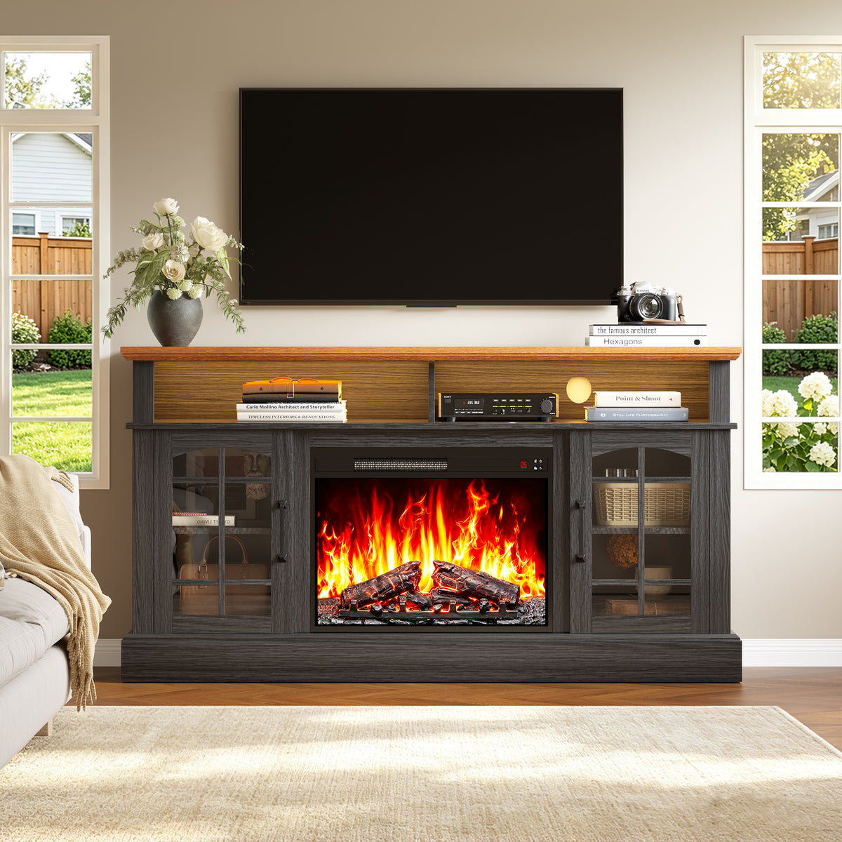 LEGAHOME Electric Fireplace TV Stand for 65in TVs