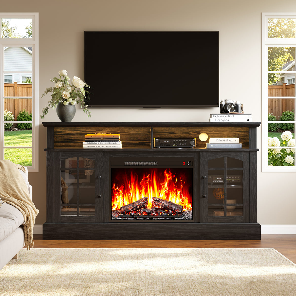 LEGAHOME Electric Fireplace TV Stand for 65in TVs