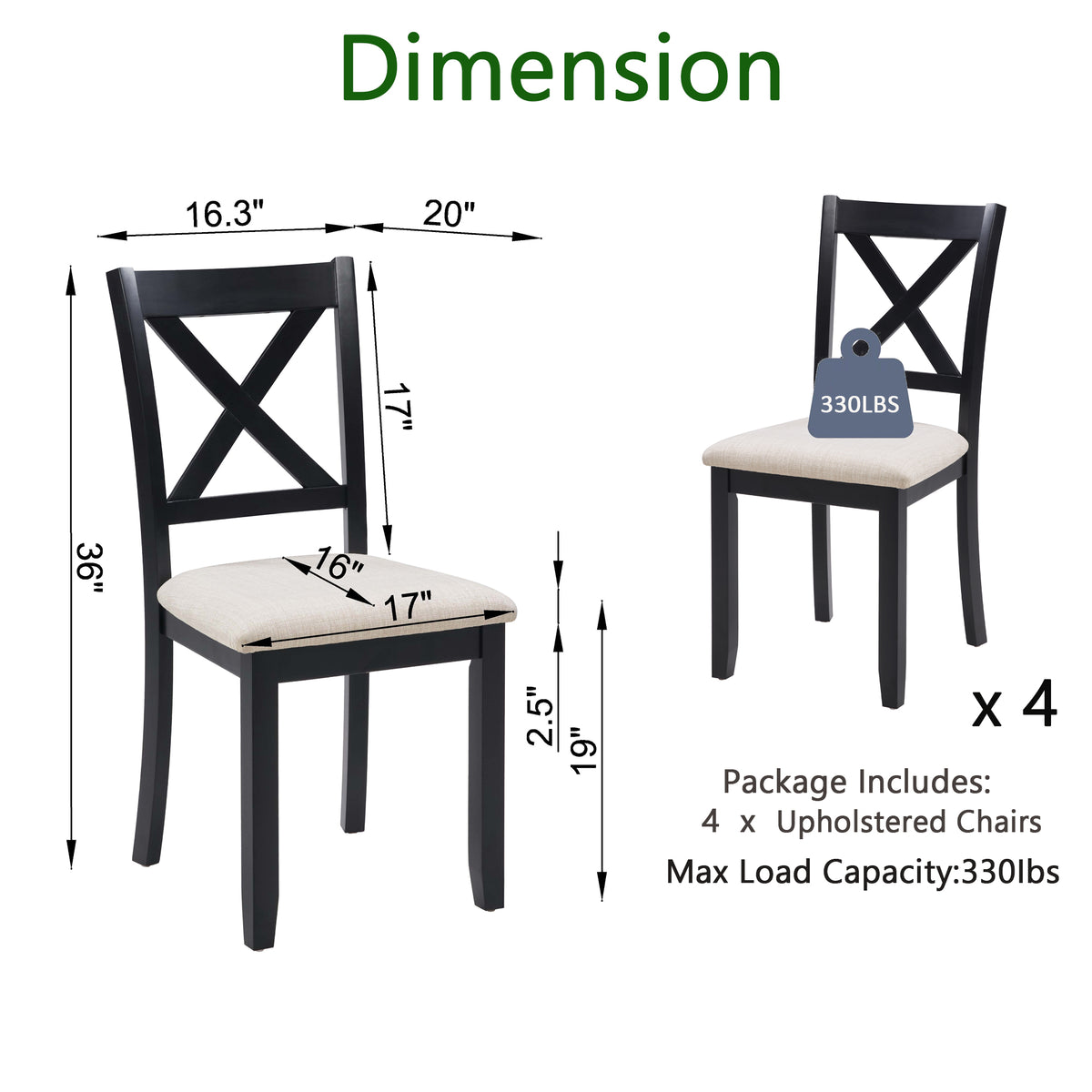 LEGAHOME X-Back Dining Chairs Set of 4