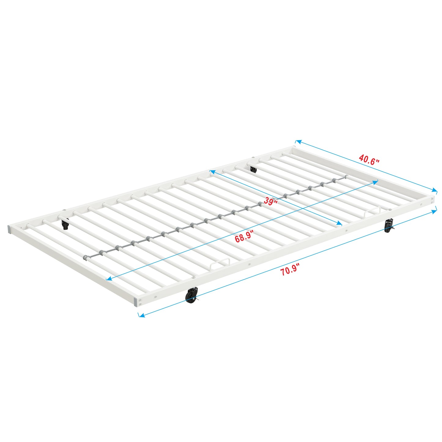 Twin Over Twin Bunk Bed with Trundle, LEGAHOME White Metal Bunk Bed For Teens, Heavy Duty Convertible BunkBeds for 350lbs Weight Capacity, White