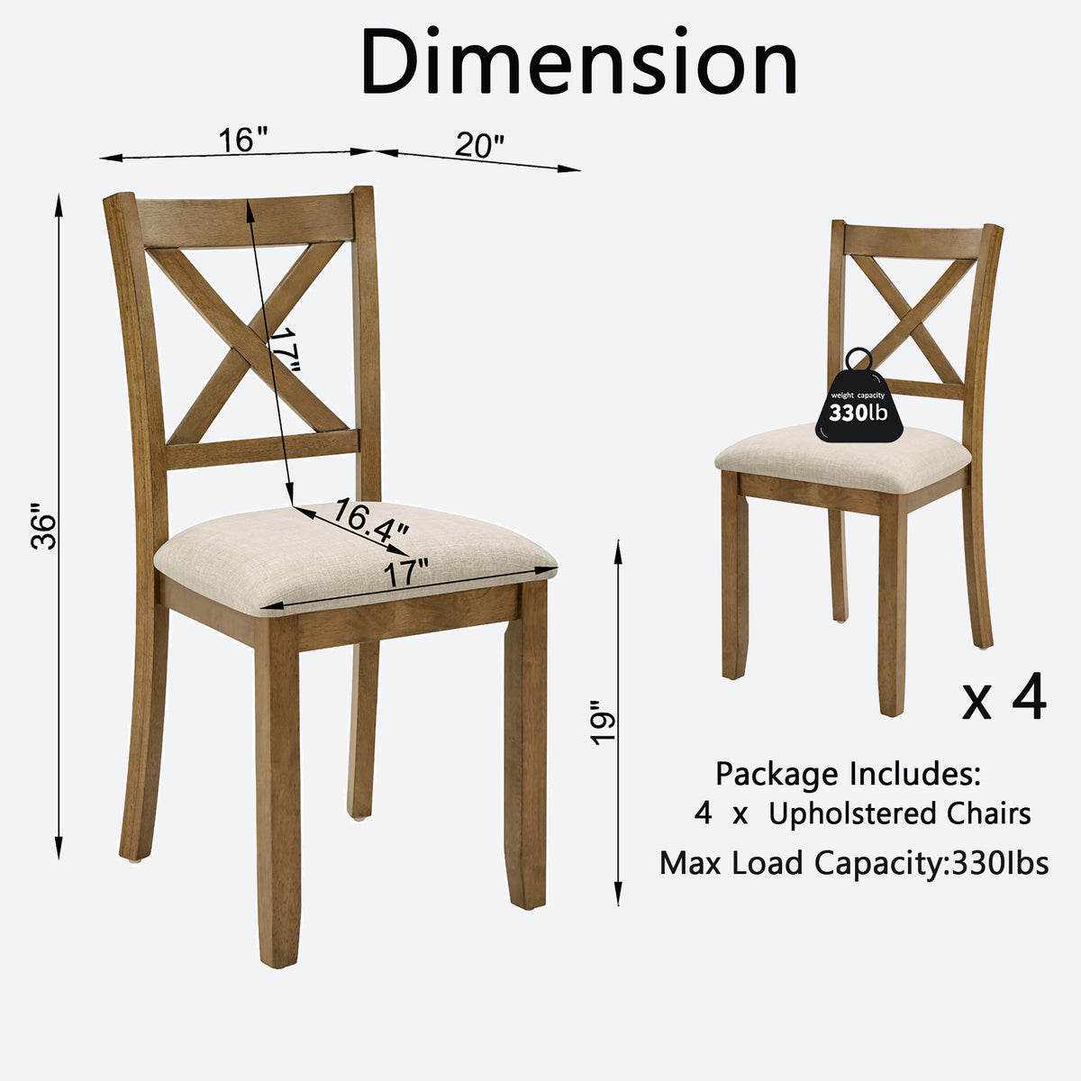 LEGAHOME X-Back Dining Chairs Set of 4