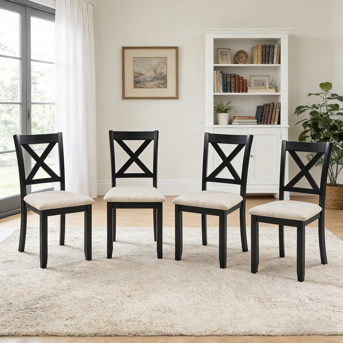 LEGAHOME X-Back Dining Chairs Set of 4