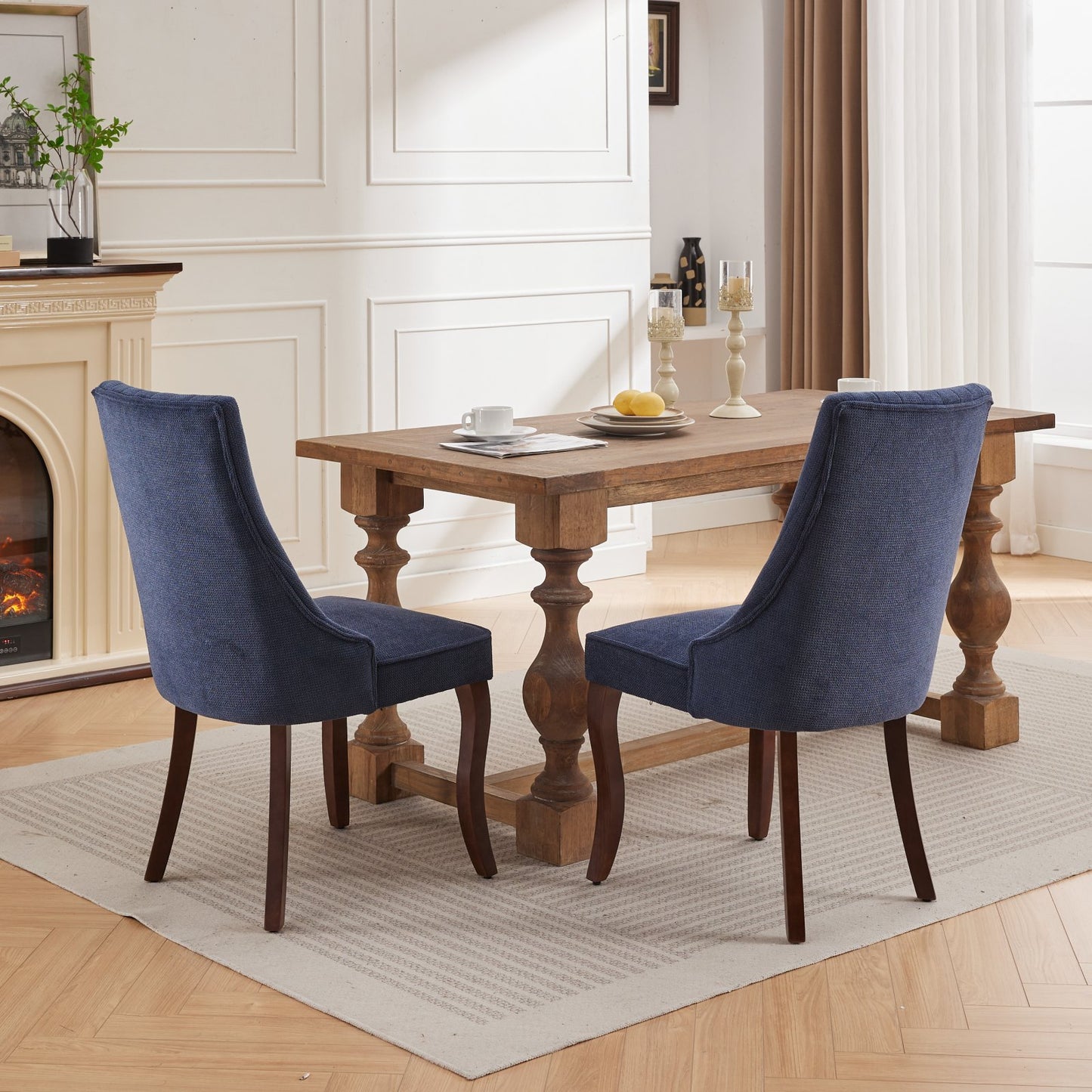 Fabric Dining Chairs Set of 2, LEGAHOME Upholstered Dining Room Chair with Solid Wood Leg, High Back Chairs for Dining Table, Kitchen Side Chairs, 300lbs Weight Capacity