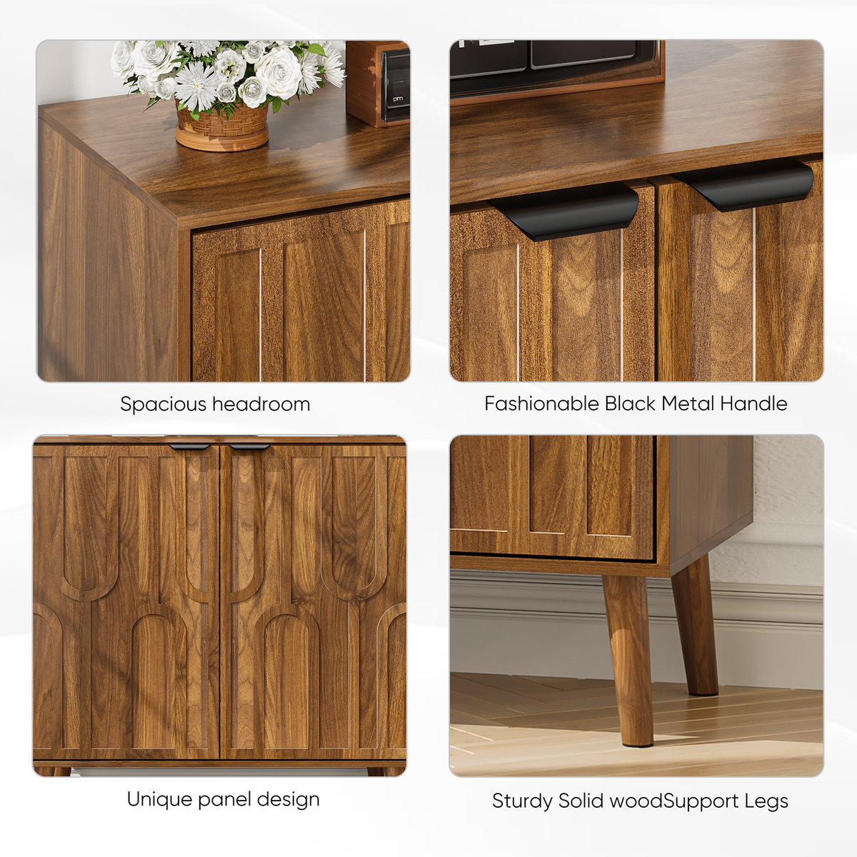 Sideboard Buffet Cabinet with 2 Doors, LEGAHOME Mid-Century Modern Storage Cabinet, Wood Sideboard Cabinet, Coffee Bar Table for Living Room Dinning Room Kitchen, Walnut