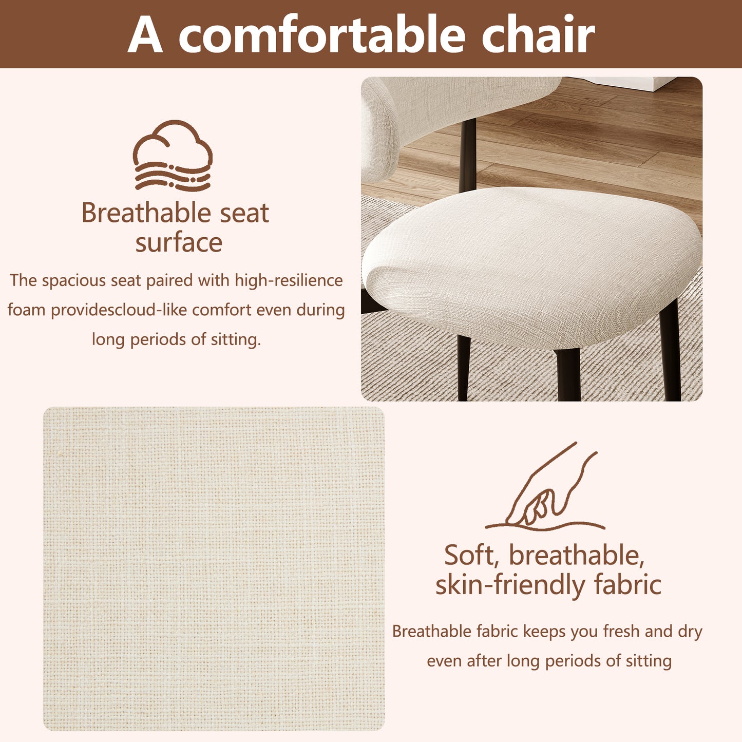 LEGAHOME Beige Dining Chairs Set of 4