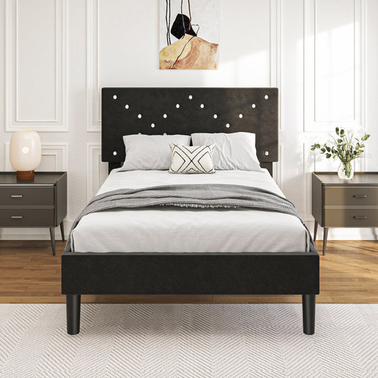 LEGAHOME Twin Size Upholstered Platform Bed