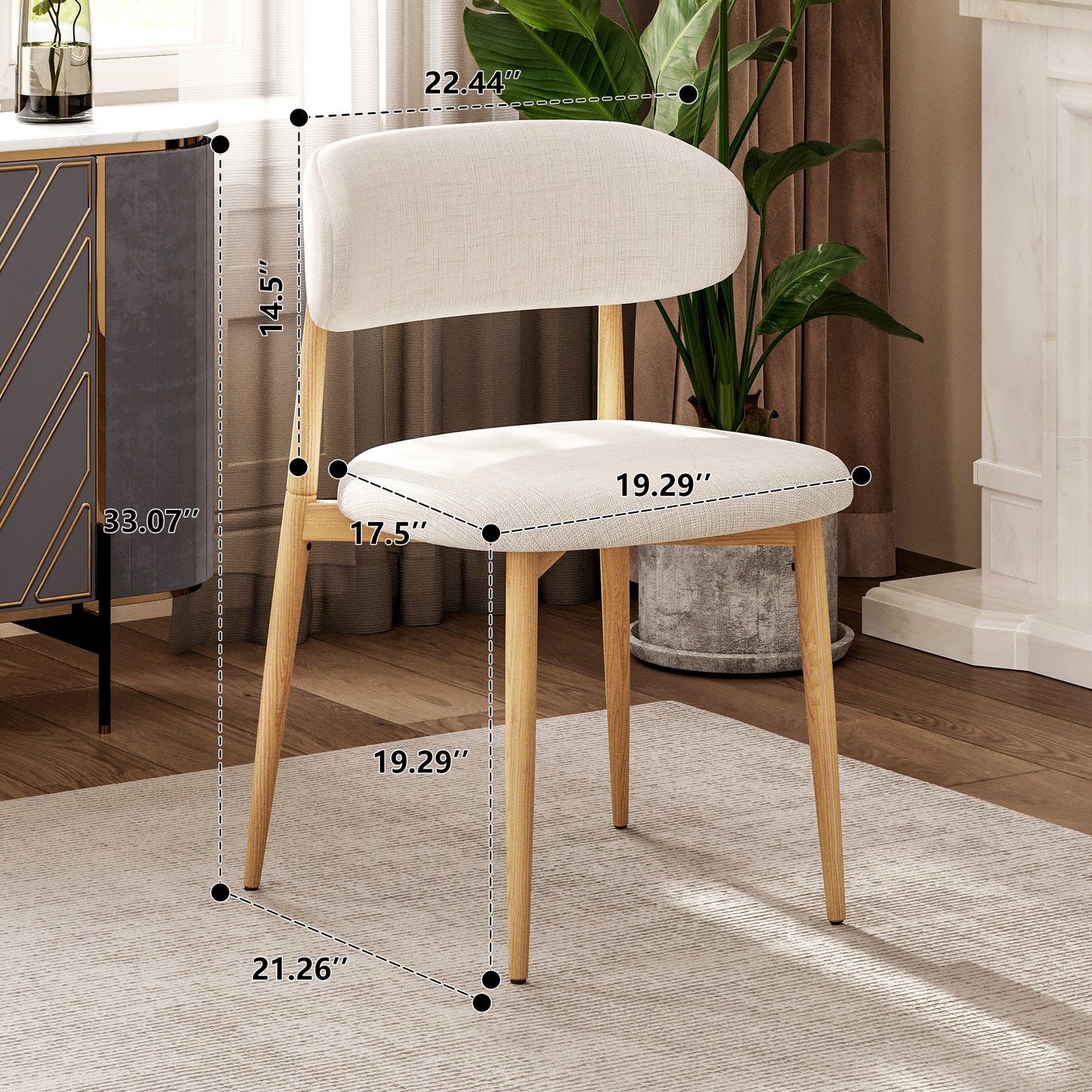 Bar Stools Set of 2, LEGAHOME 26"Counter Height Bar Stool, Modern Farmhouse Upholstered Counter Chairs with Curved Back & Wood-Grain Metal Legs for 34"-39" Kitchen Island, Dining Room