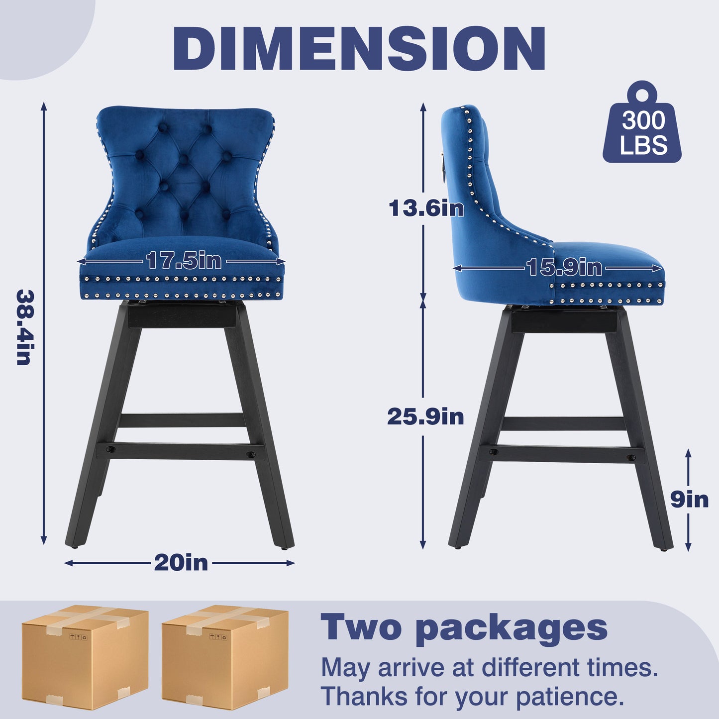 Swivel Bar Stools of 4, LEGAHOME 26"H Counter Height Swivel Barstools with Tufted Back, Velvet Upholstered Kitchen Barstool Chair for Island with Solid Wood Legs, Black (Set of 4)