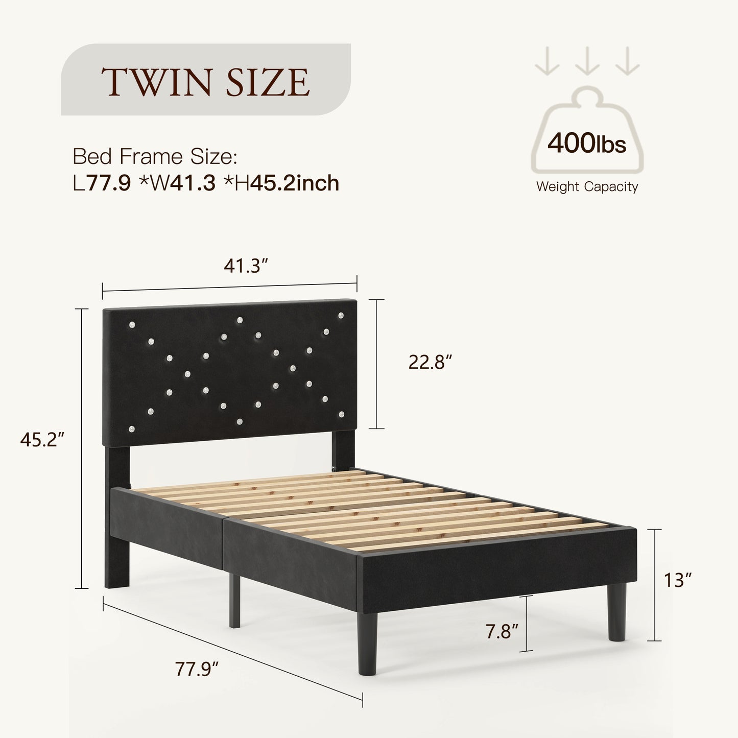 LEGAHOME Twin Size Upholstered Platform Bed