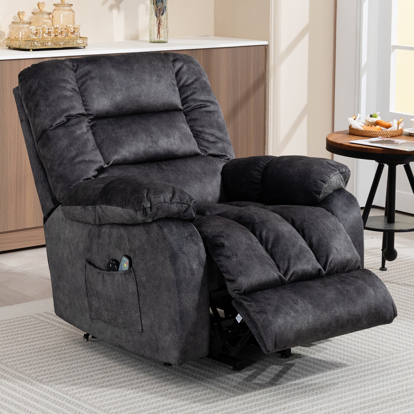 Lift Chairs for Elderly, 23in Oversized Lift Recliners 330b Capacity, Power Lift Recliner Chair for Living Room, Heavy-Duty Theater Recliner Sofa, with Massage and Heat Function, Brown