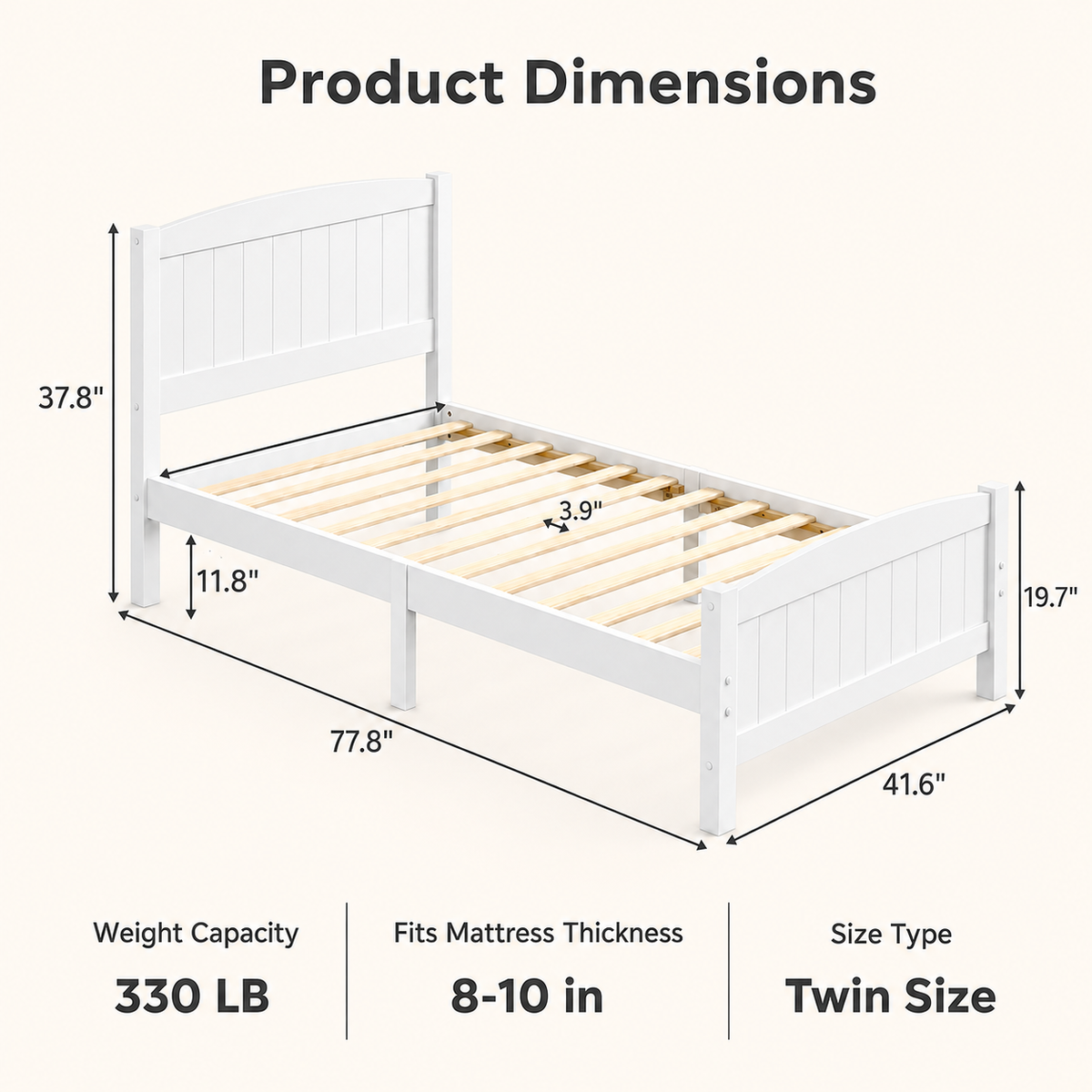 LEGAHOME Wooden Twin Platform Bed Frame
