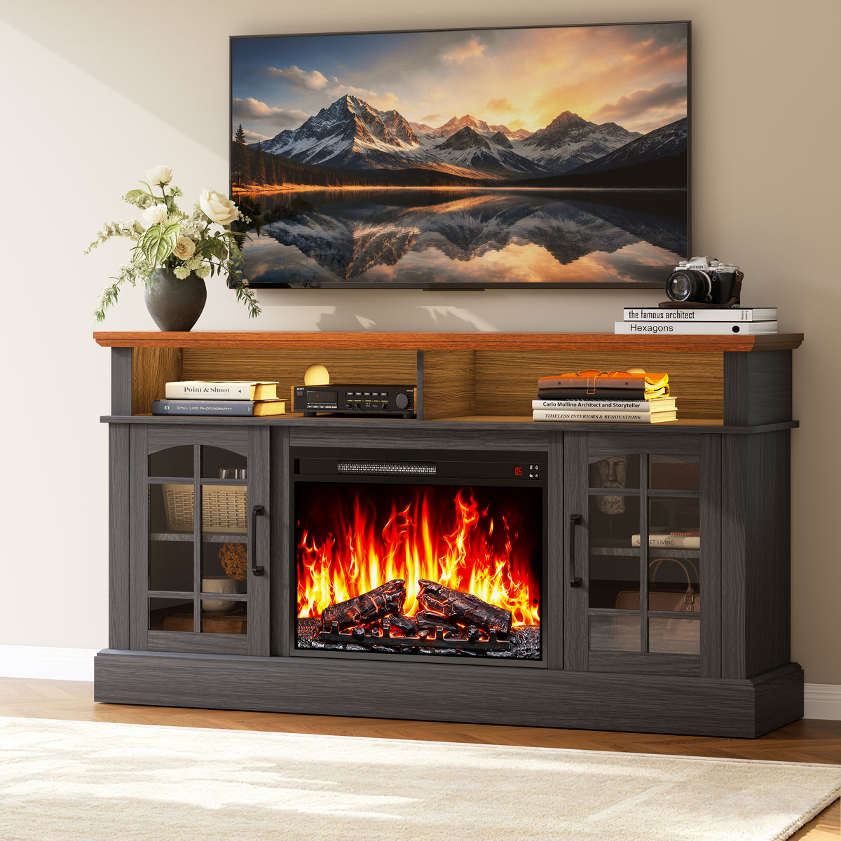 LEGAHOME Electric Fireplace TV Stand for 65in TVs