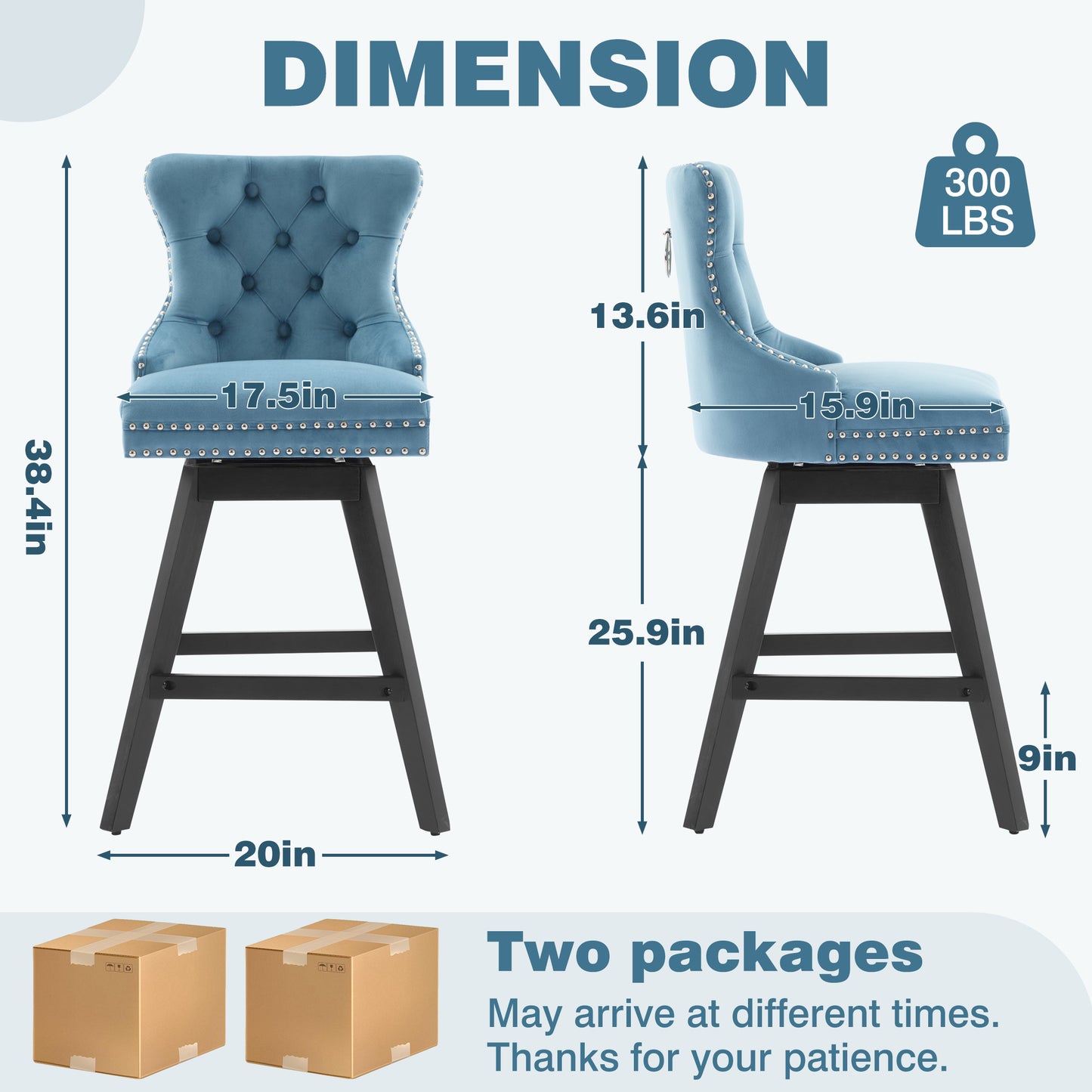 Swivel Bar Stools of 4, LEGAHOME 26"H Counter Height Swivel Barstools with Tufted Back, Velvet Upholstered Kitchen Barstool Chair for Island with Solid Wood Legs, Black (Set of 4)