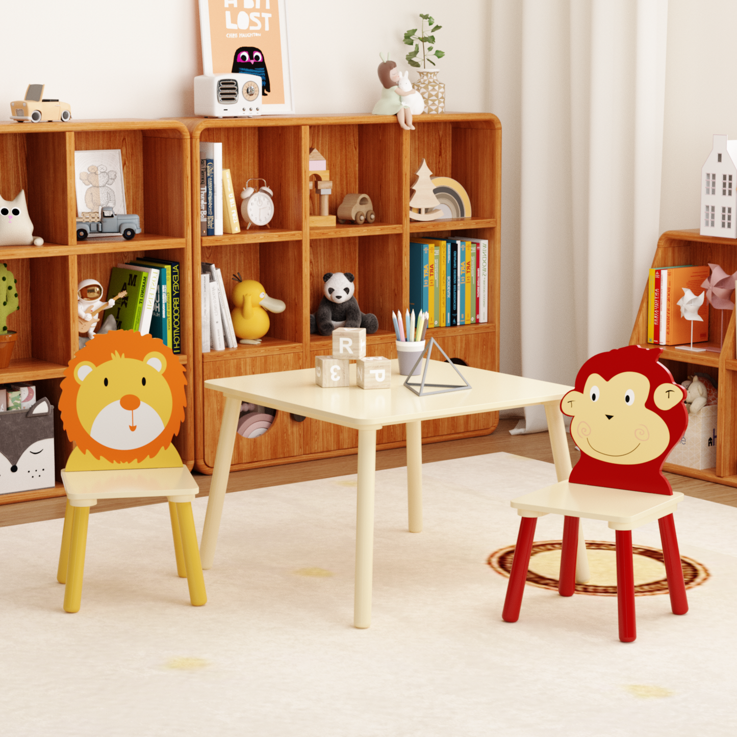 LEGAHOME 5 Pieces Kids Table and 4 Chairs Set for Ages 3-8 Boy Girl
