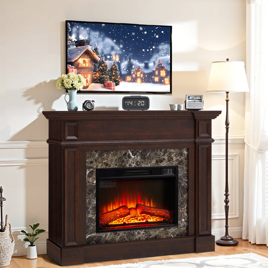 Electric Fireplace with Mantel, Legahome 45''W Freestanding Fireplace Heater with Remote Control, Fireplace TV Stand for 42 inch TV, Electric Fireplace Heater for Living Bedroom