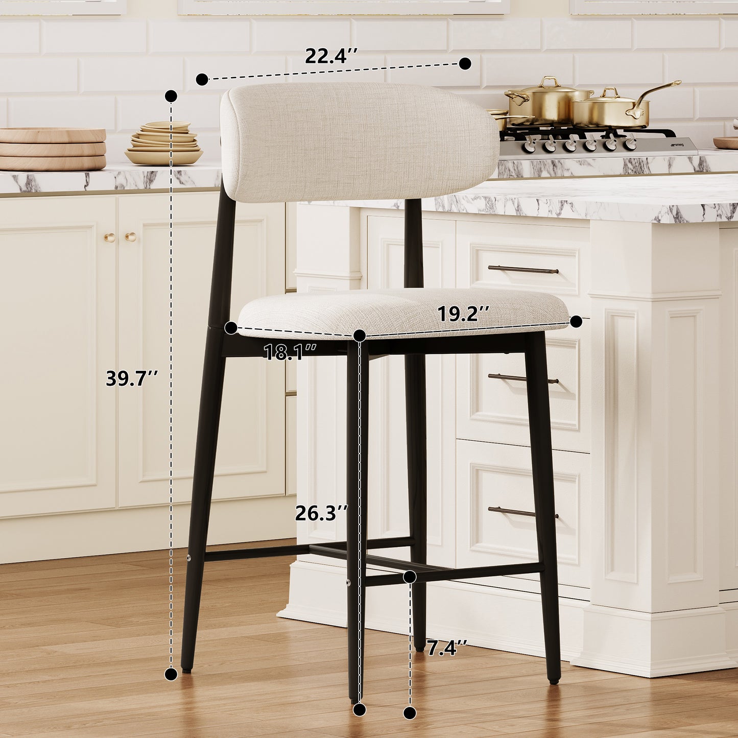 LEGAHOME Beige Bar Stools Set of 4