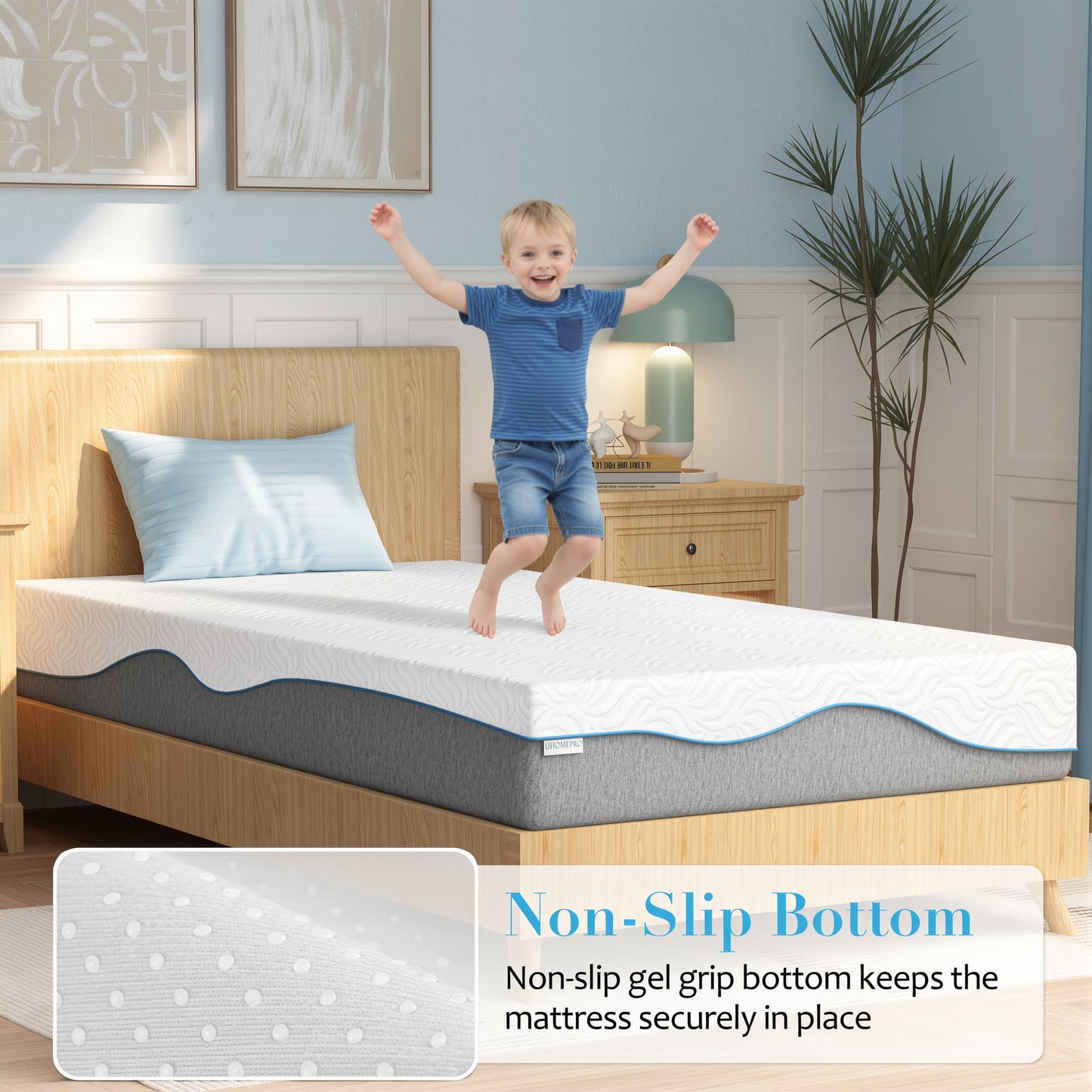 Queen Foam Mattress in a Box 8in, Legahome Medium Firm Memory Foam Mattress with Edge Support & Pressure Relief, Motion Isolation, CertiPUR-US Cooling Gel Mattress for Bedroom, White & Gray